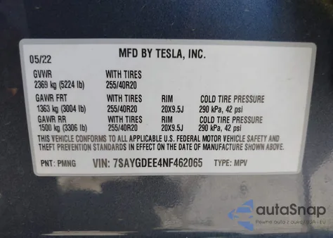 2022 Tesla Model Y Long Range Dual Motor All-Wheel Drive из США, поврежденный, VIN 7SAYGDEE4NF462065